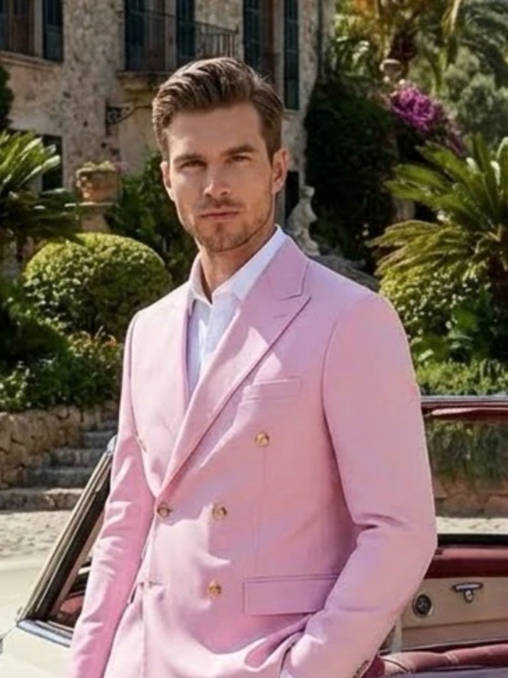 Men's Pink and Black Formal Suit
